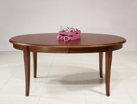 Table ovale de salle à manger Estelle réalisée en merisier massif 170x110 de style Louis Philippe 4 allonges de 40 cm