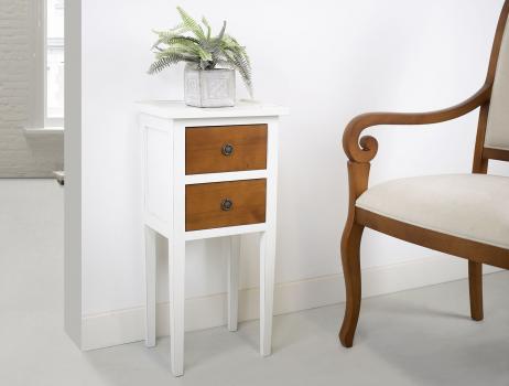 Table de nuit ou meuble d'appoint Emma, réalisée en Merisier de style Directoire Bi color 